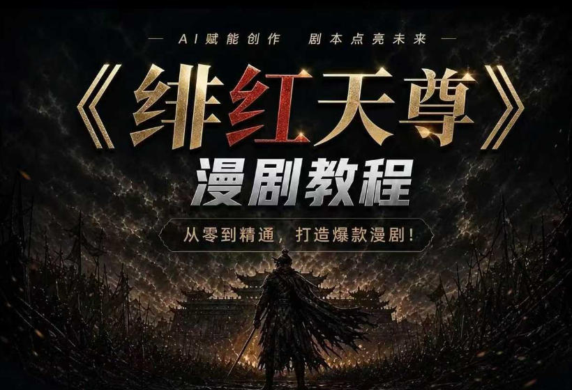 绯红天尊AI漫剧系统教程｜从零入门到精通，工具运用+剧本创作+爆款逻辑+提示词素材+镜头剪辑，全套爆款漫剧落地实战课-知行阁轻创网-分享网络赚钱项目-全网首发副业项目实操平台-副业创业项目网