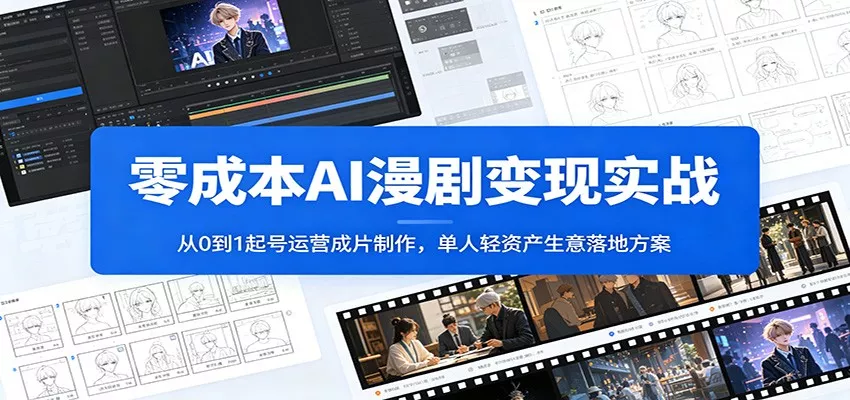 零成本AI漫剧变现实战：从0到1起号运营成片制作，单人轻资产生意落地方案-知行阁轻创网-分享网络赚钱项目-全网首发副业项目实操平台-副业创业项目网