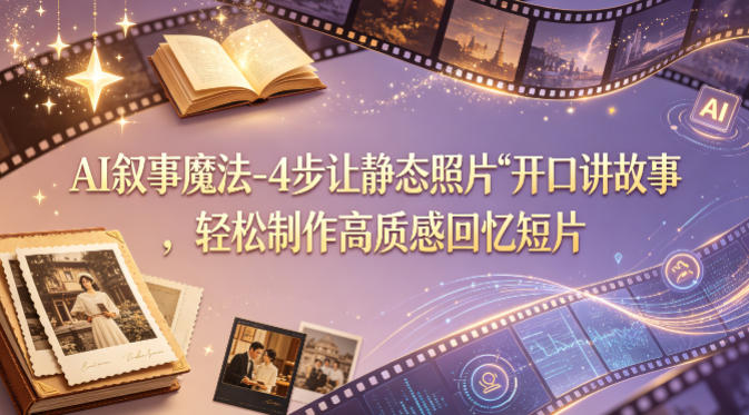 AI叙事魔法-4步让静态照片“开口讲故事”，轻松制作高质感回忆短片-知行阁轻创网-分享网络赚钱项目-全网首发副业项目实操平台-副业创业项目网