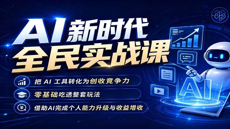 （19519期）AI新时代全民实战课，把 AI 工具转化为创收竞争力，零基础吃透整套玩法，借助AI完成个人能力升级与收益增收。-知行阁轻创网-分享网络赚钱项目-全网首发副业项目实操平台-副业创业项目网