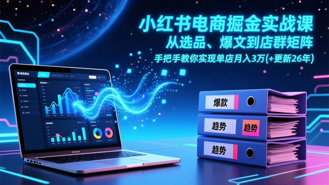 （17290期）小红书电商掘金实战课，从选品、爆文到店群矩阵，手把手教你实现单店月入3万+(更新26年)-知行阁轻创网-分享网络赚钱项目-全网首发副业项目实操平台-副业创业项目网