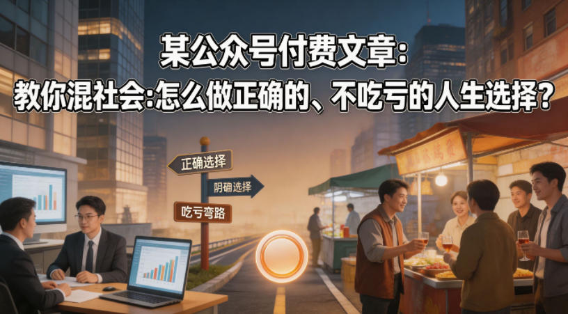 某公众号付费文章：教你混社会：怎么做正确的、不吃亏的人生选择？-知行阁轻创网-分享网络赚钱项目-全网首发副业项目实操平台-副业创业项目网