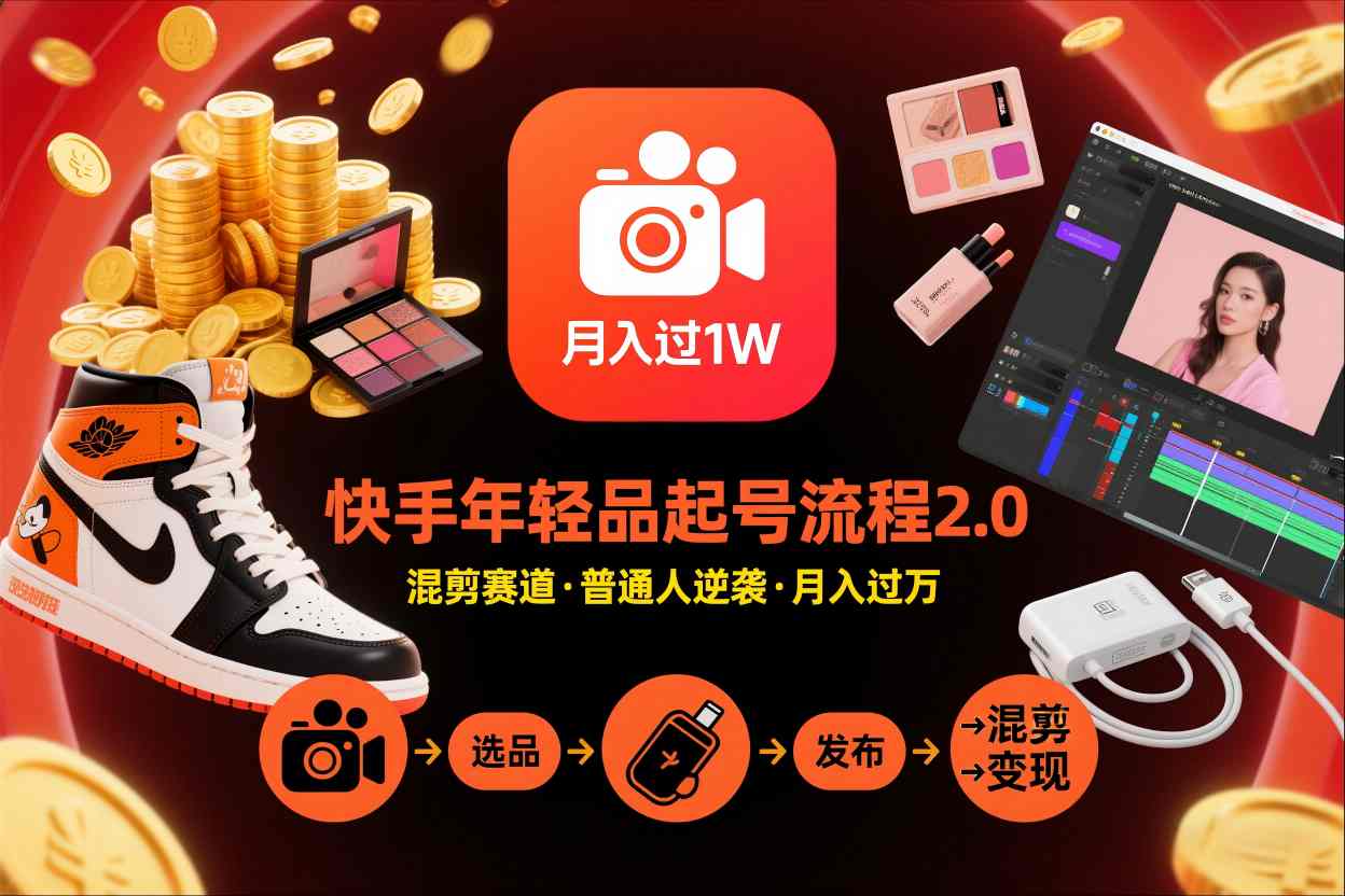 快手短视频带货年轻品起号流程2.0，快手年轻品混剪赛道，普通人也能月入过1W-知行阁轻创网-分享网络赚钱项目-全网首发副业项目实操平台-副业创业项目网