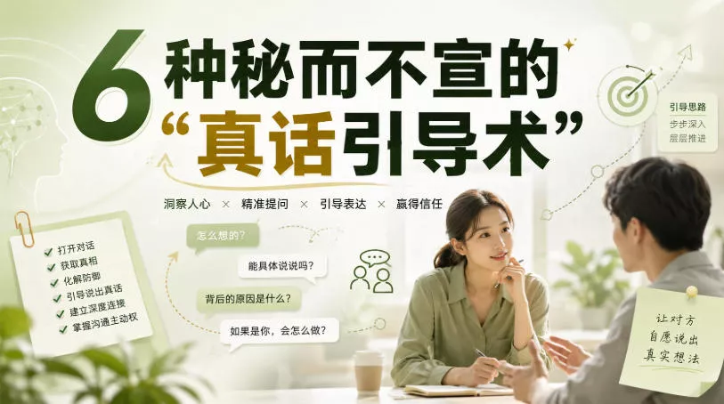 付费文章:6种秘而不宣的“真话引导术”-知行阁轻创网-分享网络赚钱项目-全网首发副业项目实操平台-副业创业项目网