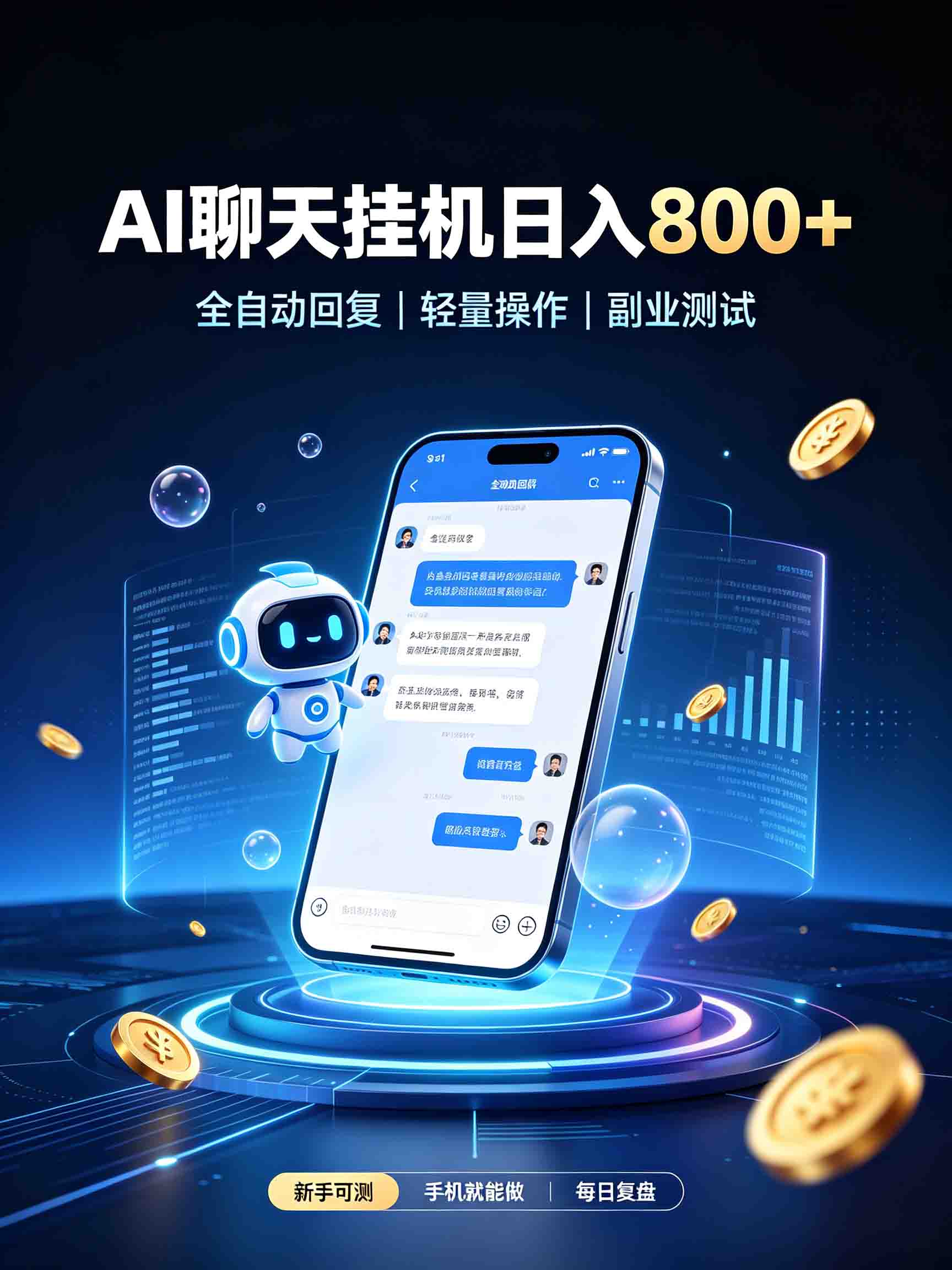 AI聊天挂机，日入800+，适用个人副业，工作室矩阵操作-知行阁轻创网-分享网络赚钱项目-全网首发副业项目实操平台-副业创业项目网