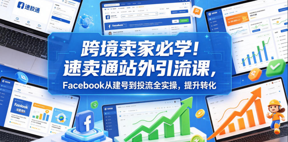 跨境卖家必学!速卖通站外引流课,Facebook从建号到投流全实操,提升转化-知行阁轻创网-分享网络赚钱项目-全网首发副业项目实操平台-副业创业项目网