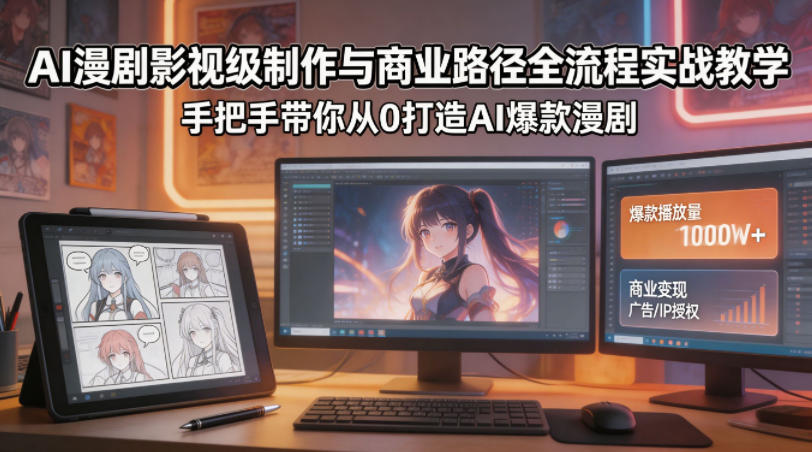 AI漫剧影视级制作与商业路径全流程实战教学，手带你从0打造AI爆款漫剧-知行阁轻创网-分享网络赚钱项目-全网首发副业项目实操平台-副业创业项目网