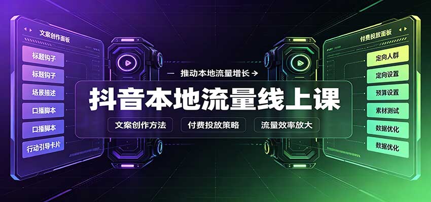 抖音本地流量线上课：账号搭建拍摄剪辑，文案创作与付费投放教学-知行阁轻创网-分享网络赚钱项目-全网首发副业项目实操平台-副业创业项目网