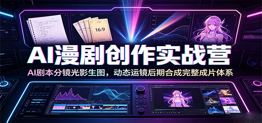 AI漫剧创作实战营：AI剧本分镜光影生图，动态运镜后期合成完整成片体系-知行阁轻创网-分享网络赚钱项目-全网首发副业项目实操平台-副业创业项目网