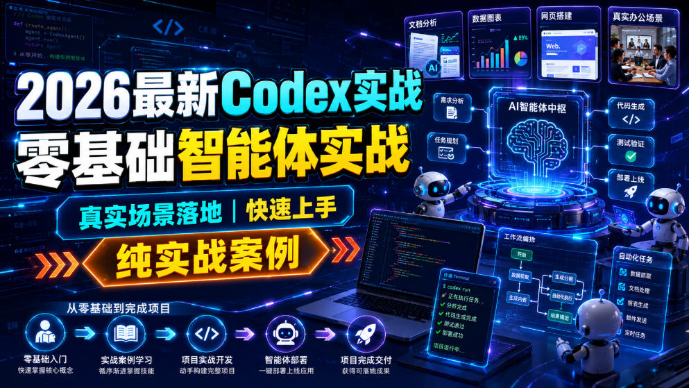 2026最新Codex实战零基础智能体实战，真实场景落地，快速上手，纯实战案例-知行阁轻创网-分享网络赚钱项目-全网首发副业项目实操平台-副业创业项目网