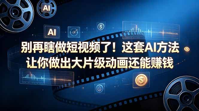 （18549期）别再瞎做短视频了！这套 AI 方法让你做出大片级动画还能赚钱【原创双语字幕】-知行阁轻创网-分享网络赚钱项目-全网首发副业项目实操平台-副业创业项目网