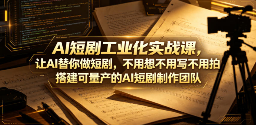 AI短剧工业化实战课，让AI替你做短剧，不用想不用写不用拍，搭建可量产的AI短剧制作团队-知行阁轻创网-分享网络赚钱项目-全网首发副业项目实操平台-副业创业项目网