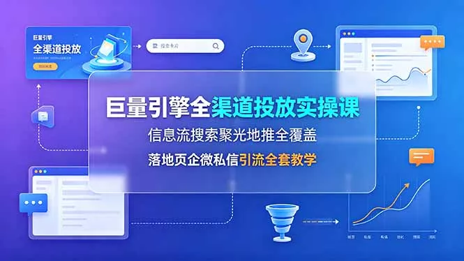 巨量引擎全渠道投放实操课，信息流搜索聚光地推全覆盖，落地页企微私信引流全套教学-知行阁轻创网-分享网络赚钱项目-全网首发副业项目实操平台-副业创业项目网
