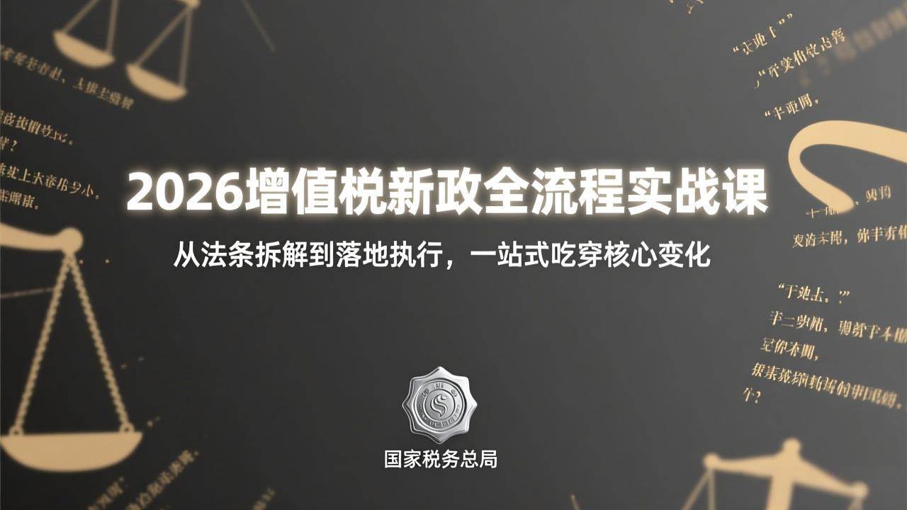 （17529期）2026增值税新政全流程实战课：从法条拆解到落地执行，一站式吃透核心变化-知行阁轻创网-分享网络赚钱项目-全网首发副业项目实操平台-副业创业项目网