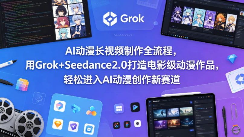 AI动漫长视频制作全流程，用Grok+Seedance2.0打造电影级动漫作品，轻松进入AI动漫创作新赛道-知行阁轻创网-分享网络赚钱项目-全网首发副业项目实操平台-副业创业项目网