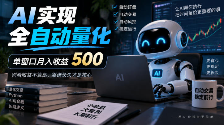 AI实现全自动量化，单窗口月入收益500，别看收益不算高，靠谱长久才是核心【揭秘】-知行阁轻创网-分享网络赚钱项目-全网首发副业项目实操平台-副业创业项目网