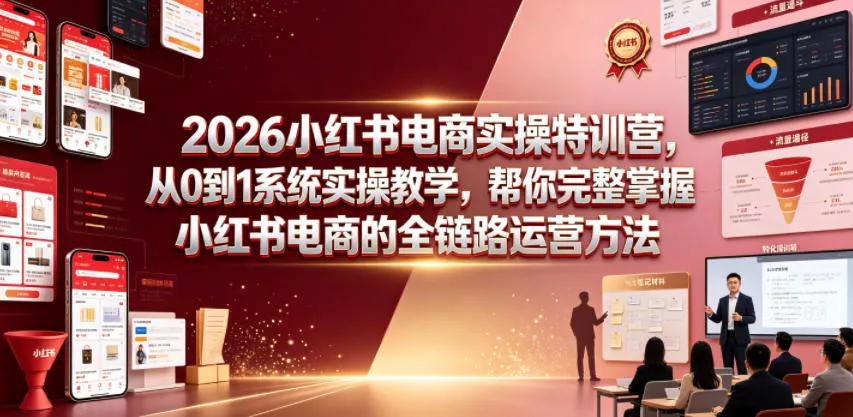 2026小红书电商实操特训营，从0到1系统实操教学，帮你完整掌握小红书电商的全链路运营方法-知行阁轻创网-分享网络赚钱项目-全网首发副业项目实操平台-副业创业项目网