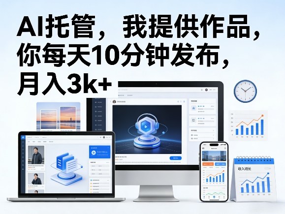 公众号AI托管，我提供作品，你每天10分钟发布，月入3k+【揭秘】-知行阁轻创网-分享网络赚钱项目-全网首发副业项目实操平台-副业创业项目网