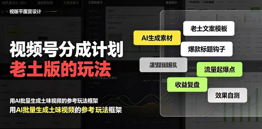 视频号分成计划老土版的玩法,流量爆炸,每天收益300+,纯靠AI生成,越土的玩法,越高级-知行阁轻创网-分享网络赚钱项目-全网首发副业项目实操平台-副业创业项目网