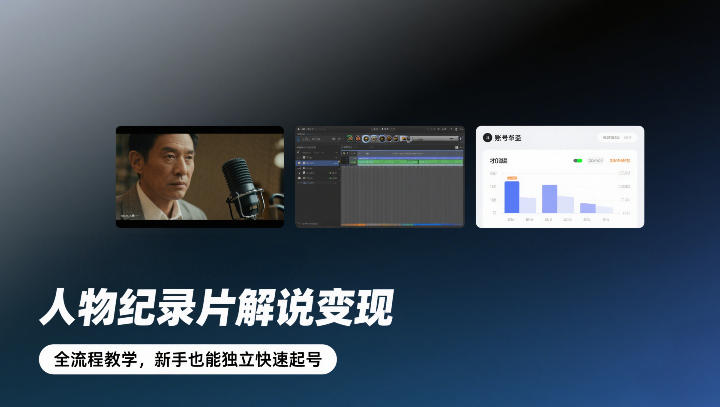 人物纪录片解说变现，全流程教学，新手也能独立快速起号-知行阁轻创网-分享网络赚钱项目-全网首发副业项目实操平台-副业创业项目网
