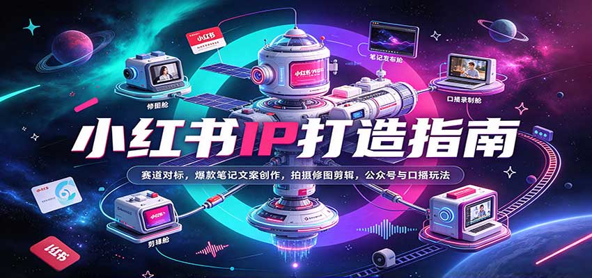 小红书IP打造指南:赛道对标,爆款笔记文案创作,拍摄修图剪辑,公众号与口播玩法-知行阁轻创网-分享网络赚钱项目-全网首发副业项目实操平台-副业创业项目网