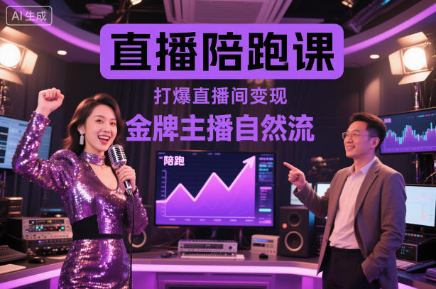 直播陪跑课，金牌主播自然流打爆直播间，复制高变现玩法-知行阁轻创网-分享网络赚钱项目-全网首发副业项目实操平台-副业创业项目网