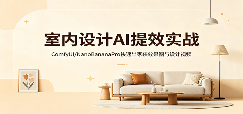 室内设计AI提效实战：ComfyUI/NanoBananaPro快速出家装效果图与设计视频-知行阁轻创网-分享网络赚钱项目-全网首发副业项目实操平台-副业创业项目网
