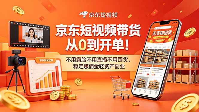 （18895期）京东短视频带货从0到开单！不用露脸不用直播不用囤货，稳定赚佣金轻资产副业-知行阁轻创网-分享网络赚钱项目-全网首发副业项目实操平台-副业创业项目网