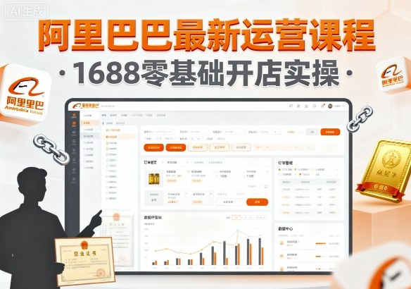 阿里巴巴最新运营课程，1688零基础开店实操-知行阁轻创网-分享网络赚钱项目-全网首发副业项目实操平台-副业创业项目网