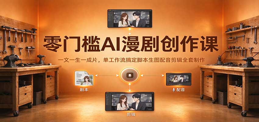 零门槛AI漫剧创作课：一文一生一成片，单工作流搞定脚本生图配音剪辑全套制作-知行阁轻创网-分享网络赚钱项目-全网首发副业项目实操平台-副业创业项目网