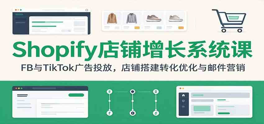 Shopify店铺增长系统课：FB与TikTok广告投放，店铺搭建转化优化与邮件营销-知行阁轻创网-分享网络赚钱项目-全网首发副业项目实操平台-副业创业项目网