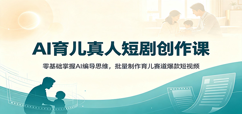 AI育儿真人短剧创作课：零基础掌握AI编导思维，批量制作育儿赛道爆款短视频-知行阁轻创网-分享网络赚钱项目-全网首发副业项目实操平台-副业创业项目网