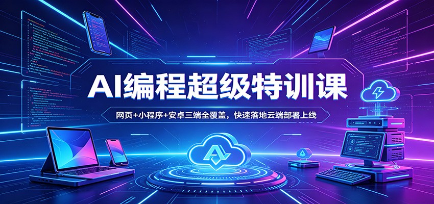 AI编程超级特训课：网页+小程序+安卓三端全覆盖，快速落地云端部署上线-知行阁轻创网-分享网络赚钱项目-全网首发副业项目实操平台-副业创业项目网