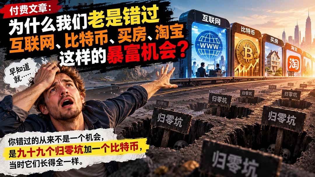 （20834期）付费文章：为什么我们老是错过互联网、比特币、买 房、淘宝这样的暴富机会？-知行阁轻创网-分享网络赚钱项目-全网首发副业项目实操平台-副业创业项目网