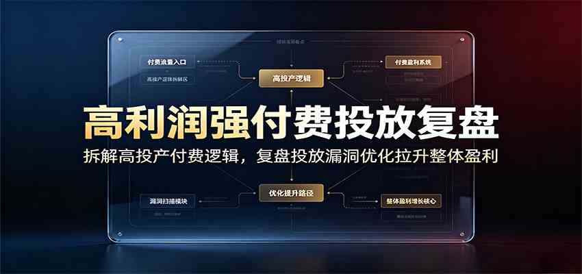 高利润强付费投放复盘：拆解高投产付费逻辑，复盘投放漏洞优化拉升整体盈利-知行阁轻创网-分享网络赚钱项目-全网首发副业项目实操平台-副业创业项目网