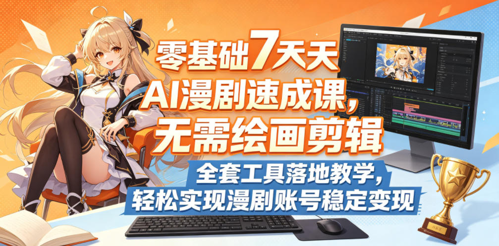 零基础7天AI漫剧速成课,无需绘画剪辑,全套工具落地教学,轻松实现漫剧账号稳定变现-知行阁轻创网-分享网络赚钱项目-全网首发副业项目实操平台-副业创业项目网