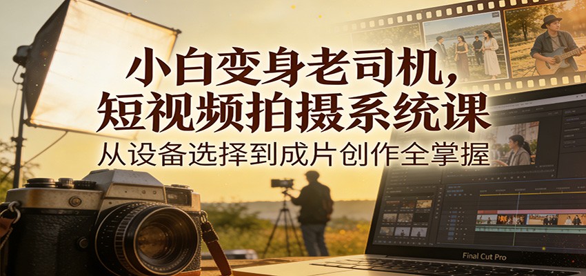 小白变身老司机,短视频拍摄系统课,从设备选择到成片创作全掌握 小白变身老司机,短视频拍摄系统课,从设备选择到成片创作全掌握