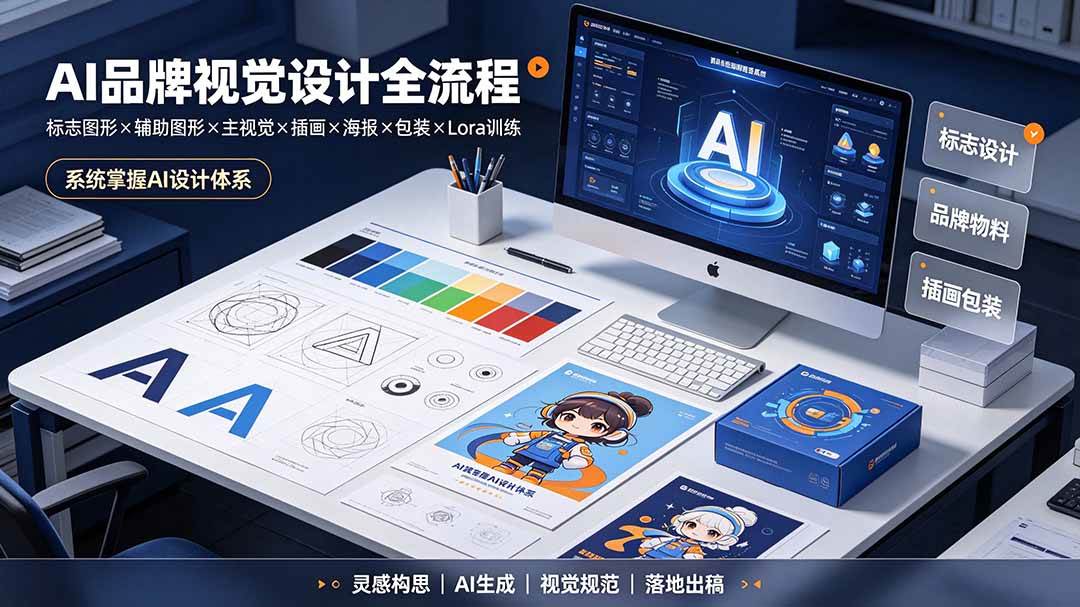 (19372期)AI品牌视觉设计全流程:标志图形×辅助图形×主视觉×插画×海报×包装×Lora训练,系统掌握AI设计体系 (19372期)AI品牌视觉设计全流程:标志图形×辅助图形×主视觉×插画×海报×包装×Lora训练,系统掌握AI设计体系