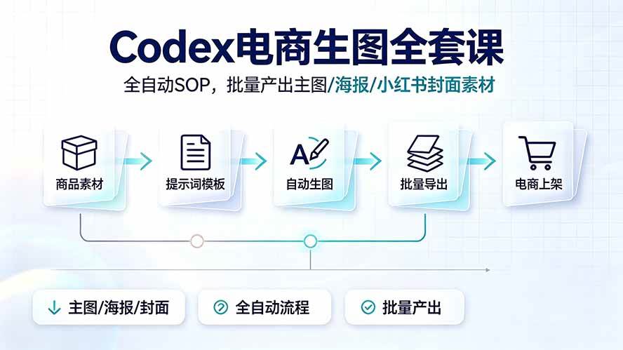 （19256期）Codex电商生图全套课｜全自动SOP，批量产出主图/海报/小红书封面素材-知行阁轻创网-分享网络赚钱项目-全网首发副业项目实操平台-副业创业项目网