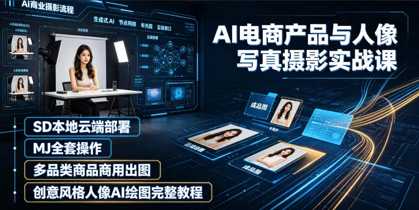 AI电商产品与人像写真摄影实战课｜SD本地云端部署、MJ全套操作、多品类商品商用出图、创意风格人像AI绘图完整教程-知行阁轻创网-分享网络赚钱项目-全网首发副业项目实操平台-副业创业项目网