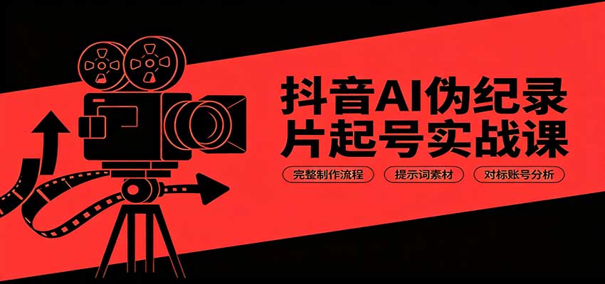 抖音AI伪纪录片起号实战课:完整制作流程,提示词素材,对标账号分析-知行阁轻创网-分享网络赚钱项目-全网首发副业项目实操平台-副业创业项目网
