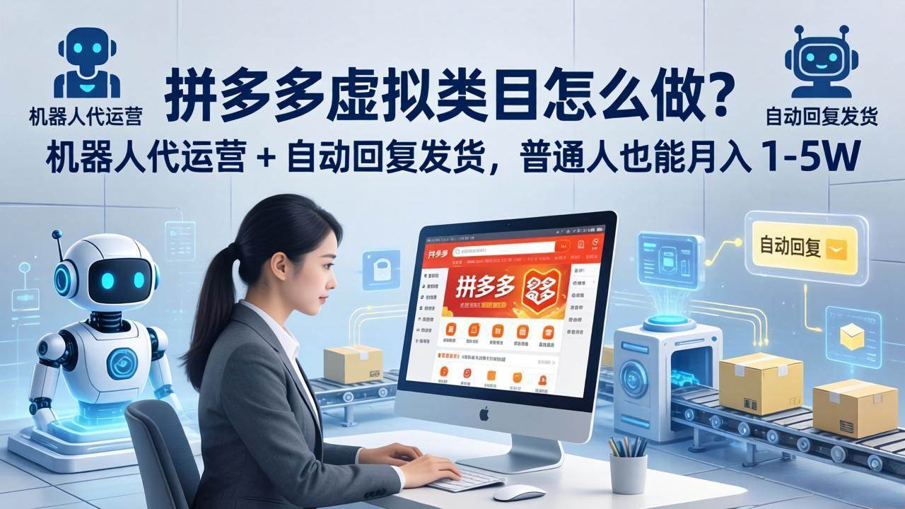 （18111期）拼多多虚拟类目怎么做？机器人代运营 + 自动回复发货，普通人也能月入 1-5W-知行阁轻创网-分享网络赚钱项目-全网首发副业项目实操平台-副业创业项目网