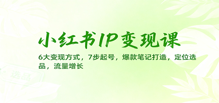 小红书IP变现课：6大变现方式，7步起号，爆款笔记打造，定位选品，流量增长-知行阁轻创网-分享网络赚钱项目-全网首发副业项目实操平台-副业创业项目网