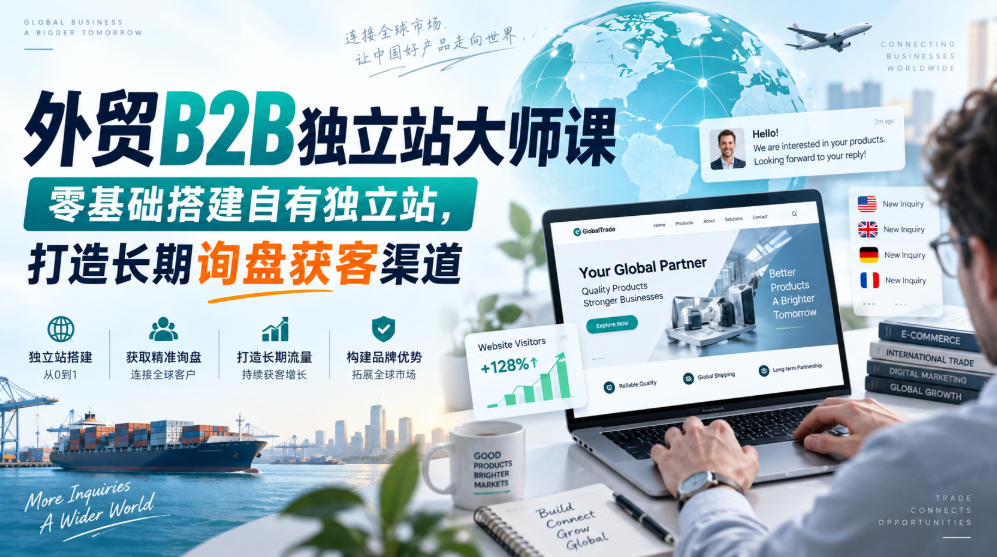 外贸B2B独立站大师课，零基础搭建自有独立站，打造长期询盘获客渠道-知行阁轻创网-分享网络赚钱项目-全网首发副业项目实操平台-副业创业项目网