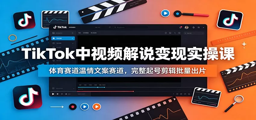 TikTok中视频解说变现实操课：体育赛道温情文案赛道，完整起号剪辑批量出片-知行阁轻创网-分享网络赚钱项目-全网首发副业项目实操平台-副业创业项目网