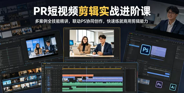 PR短视频剪辑实战进阶课，多案例全技能精讲，联动PS协同创作，快速练就商用剪辑能力-知行阁轻创网-分享网络赚钱项目-全网首发副业项目实操平台-副业创业项目网