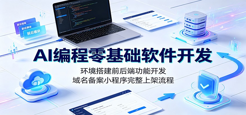 AI编程零基础软件开发：环境搭建前后端功能开发，域名备案小程序完整上架流程-知行阁轻创网-分享网络赚钱项目-全网首发副业项目实操平台-副业创业项目网