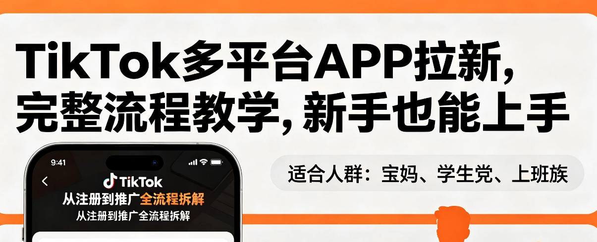 TikTok多平台APP拉新，完整流程教学，新手也能上手，轻松出海搞美金-知行阁轻创网-分享网络赚钱项目-全网首发副业项目实操平台-副业创业项目网