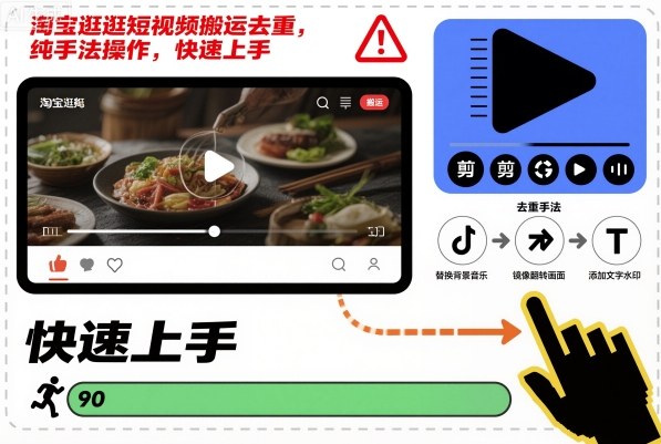 淘宝逛逛短视频搬运去重，纯手法操作，快速上手-知行阁轻创网-分享网络赚钱项目-全网首发副业项目实操平台-副业创业项目网