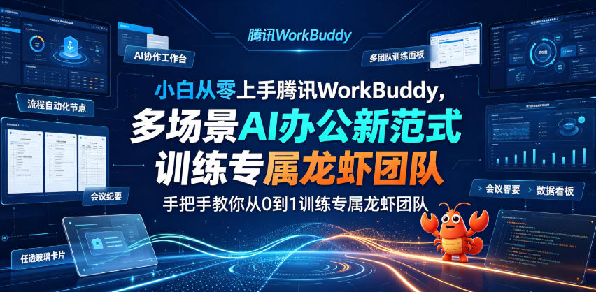 小白从零上手腾讯WorkBuddy，多场景AI办公新范式实战，手把手教你从0到1训练专属龙虾团队-知行阁轻创网-分享网络赚钱项目-全网首发副业项目实操平台-副业创业项目网
